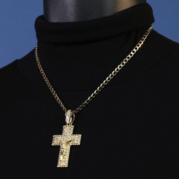 Jesus 14k Two Row Diamond Necklace - Picture 1 of 4
